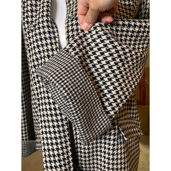 Karen Hart Women’s Black and Off-White Houndstooth Wool Blend Peacoat Size XL - Picture 5 of 9